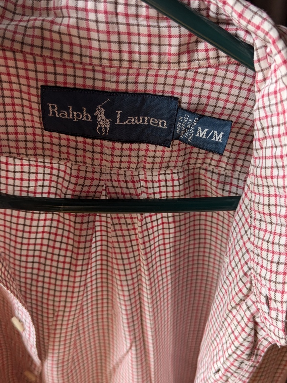 Ralph Lauren Men's Red and White Checked Button-Down Shirt
